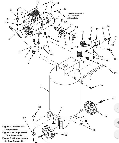 Tank Assembly Parts Diagram and Parts List for WL611102AJ  Campbell Hausfeld Compressor